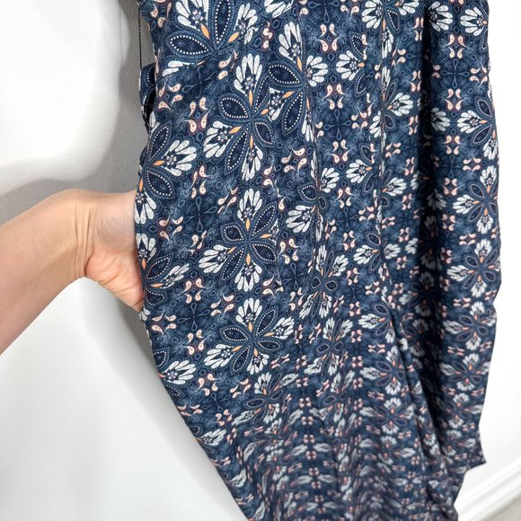 Anthropologie LAIA Norma Wide Leg Tie Waist Jumpsuit in Blue Floral Motif Print - Picture 10 of 17